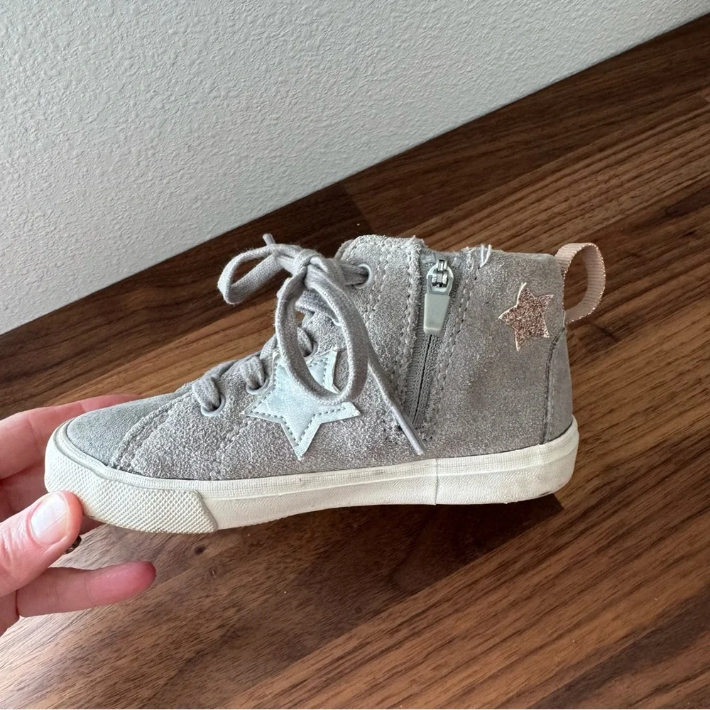 Zara Star-Patterned High-Top Suede Sneakers - EU 24 / US 8 Toddler